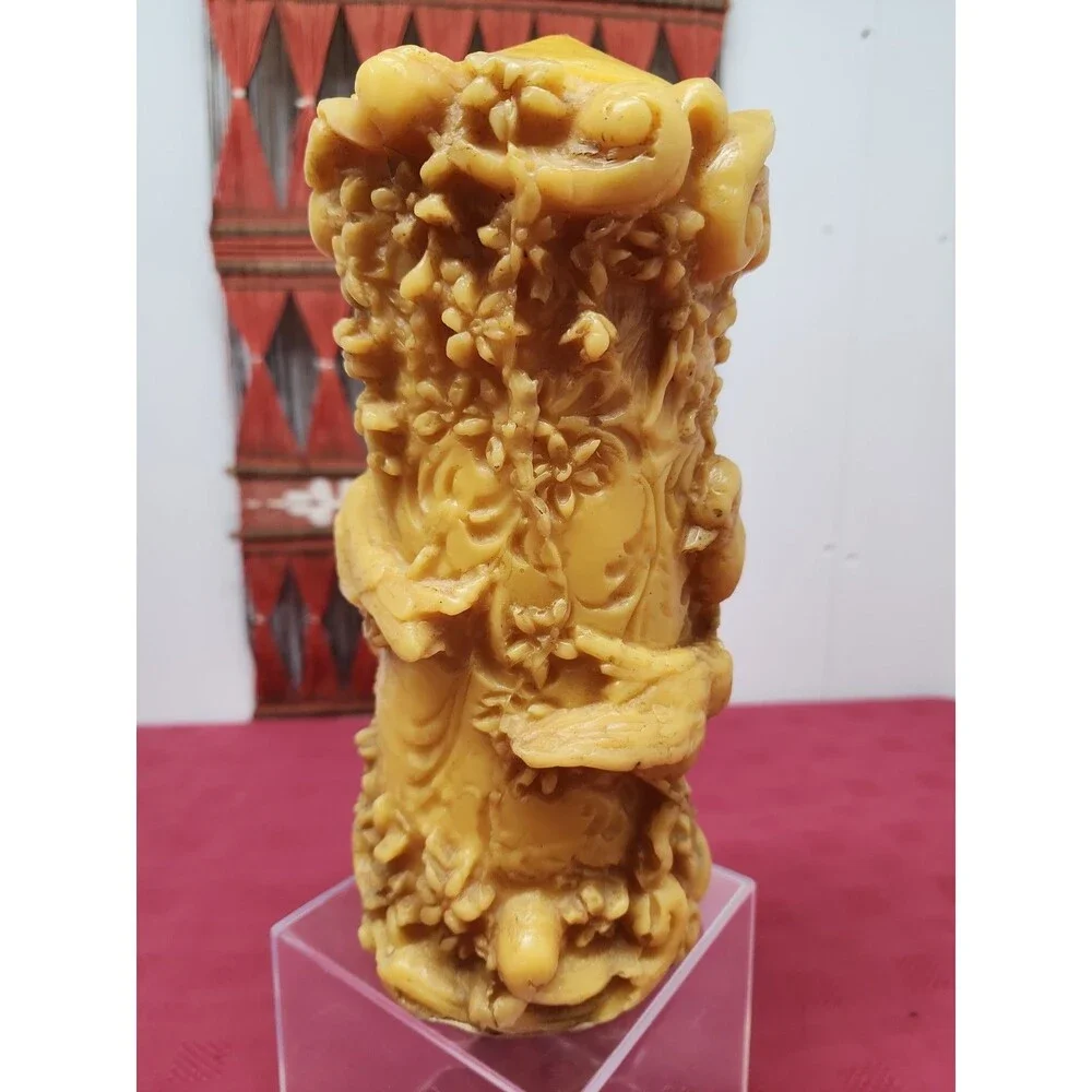 Vintage German Beeswax Johan Gunter Style Candle 1960's Unburned Birds & Flowers